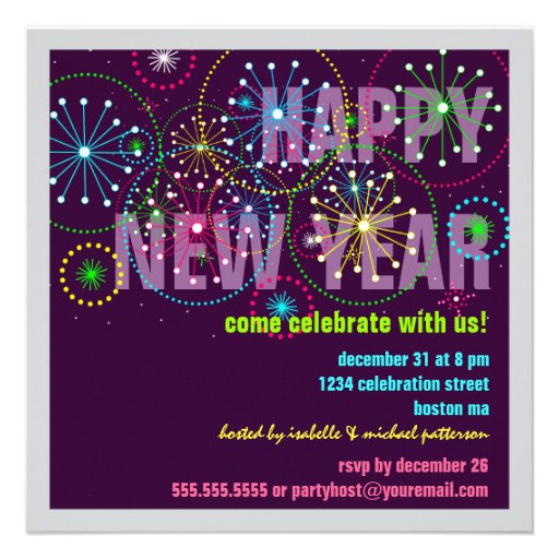 Fireworks Celebration for New Years Eve Party Custom Invitation (front side)