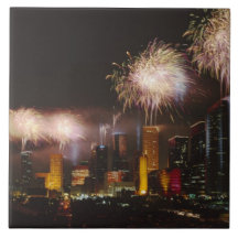 Fireworks in Houston Texas Ceramic Tiles