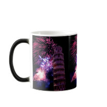 Fireworks lighting Tower of Pisa Mug