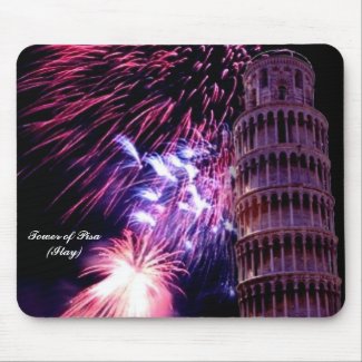 Fireworks LightingTower of Pisa Mousepad mousepad