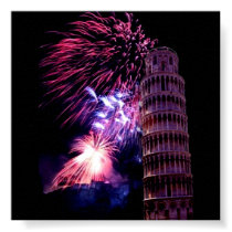 Fireworks lightingTower of Pisa Poster posters