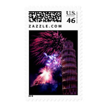 Fireworks LightingTower of Pisa Stamp