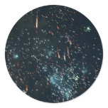 fireworks meteor splash aqua round stickers