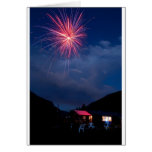 Fireworks over a Mountain Cabin Cards