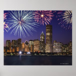 Fireworks over Chicago skyline Posters