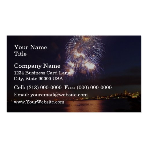 Fireworks over water business card