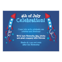 Fireworks Rocket 4th of July Invitation