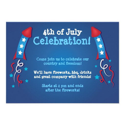 Fireworks Rocket 4th of July Invitation