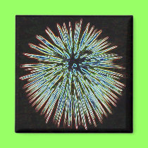 Fireworks Teal magnet magnets