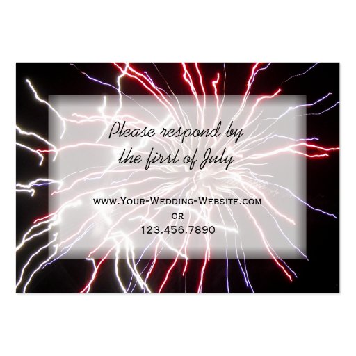 Fireworks Wedding RSVP Response Card Business Card Template (front side)