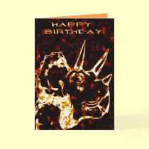 Firey Triceratops Birthday cards