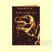 Firey Tyrannosaurus Rex Birthday cards
