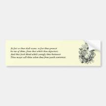 First 4 Lines of Sonnet # 11 by Shakespeare Bumper Sticker