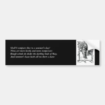 First 4 Lines of Sonnet # 18 by Shakespeare Bumper Sticker