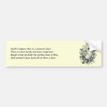 First 4 Lines of Sonnet # 18 by Shakespeare Bumper Stickers