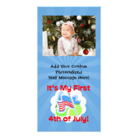 First 4th of July Colorful Blue Baby Photo Card