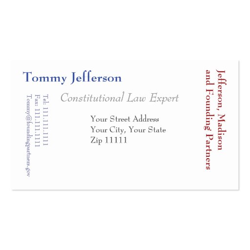 First Amendment Card for Journalist, Lawyer Business Cards (back side)