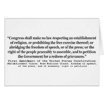 First Amendment of the United States Constitution Greeting Card