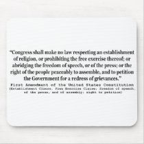 First Amendment of the United States Constitution Mouse Pad