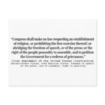 First Amendment of the United States Constitution Post Cards