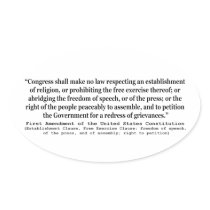 First Amendment of the United States Constitution Oval Sticker
