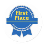 First and Second Place Round Stickers