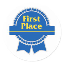 First and Second Place Round Stickers