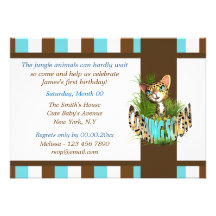 First birthday baby jungle custom invitations