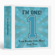 First Birthday Boy, I'm One, Big Blue Number 1 3 Ring Binders