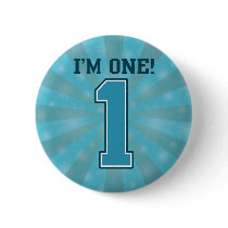 First Birthday Boy, I'm One, Big Blue Number 1 Pins
