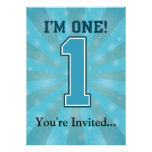 First Birthday Boy, I'm One, Big Blue Number 1 invitations