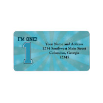 First Birthday Boy, I'm One, Big Blue Number 1 Personalized Address Label