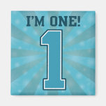 First Birthday Boy, I'm One, Big Blue Number 1 Magnets