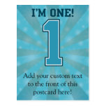 First Birthday Boy, I'm One, Big Blue Number 1 postcards