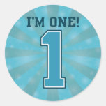 First Birthday Boy, I'm One, Big Blue Number 1 Sticker