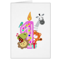 first birthday candle zoo party animals cards