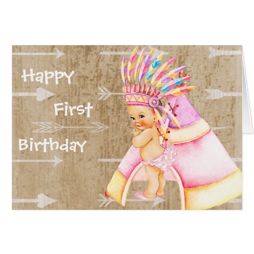 First Birthday Card for Native American Baby | Zazzle