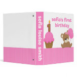 First Birthday Girl Bear Vinyl Binders
