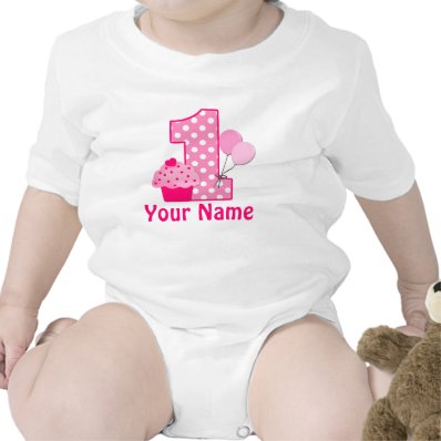 First Birthday Girl Pink Cupcake Romper