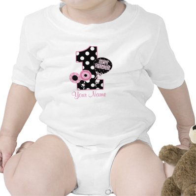 First Birthday Girls Pink Black Personalized Shirt