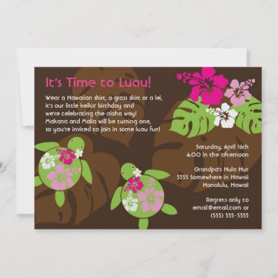 First Birthday Luau Invitation for Twin Girls