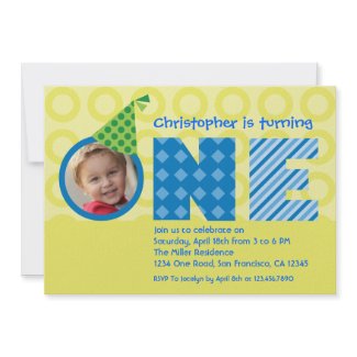 First Birthday "One" Photo Invitation