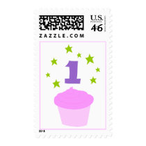 First Birthday Pink Cupcake Postage postage