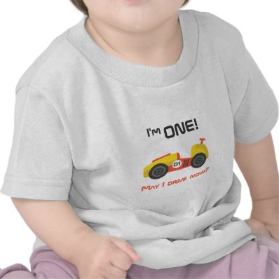 First Birthday, Race Car, Funny Text T Shirts