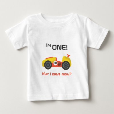First Birthday, Race Car, Funny Text Tee Shirt