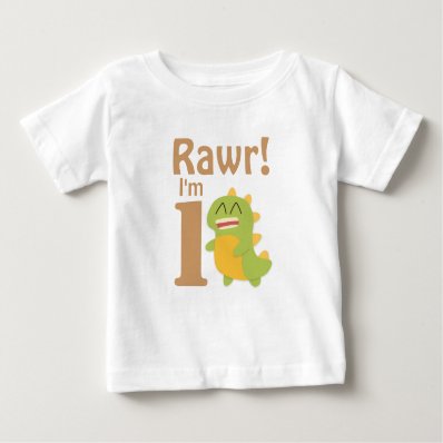 First Birthday, Rawr! I&#39;m 1, Cute Dino T Shirt