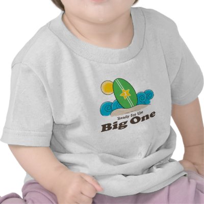 First Birthday Surfboard Surf Baby T shirt by BirthdayTeesGifts