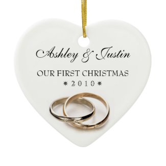 First Christmas Entwined Wedding Rings Ornament ornament