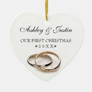 First Christmas Entwined Wedding Rings Ornament