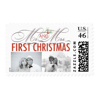 First Christmas Mr. & Mrs. Holiday Photo Stamps